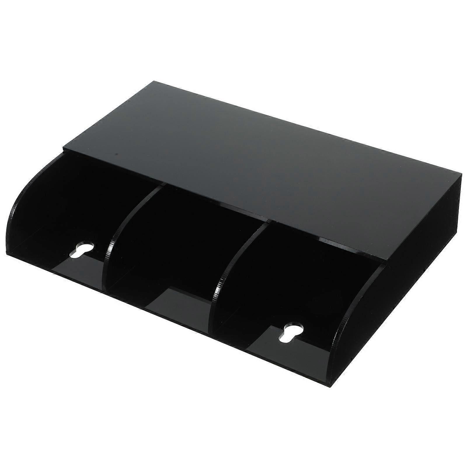 Durable Acrylic Remote Controller Organizer and Phone Holder for Wall Mounted Storage Box 3 Grids Black