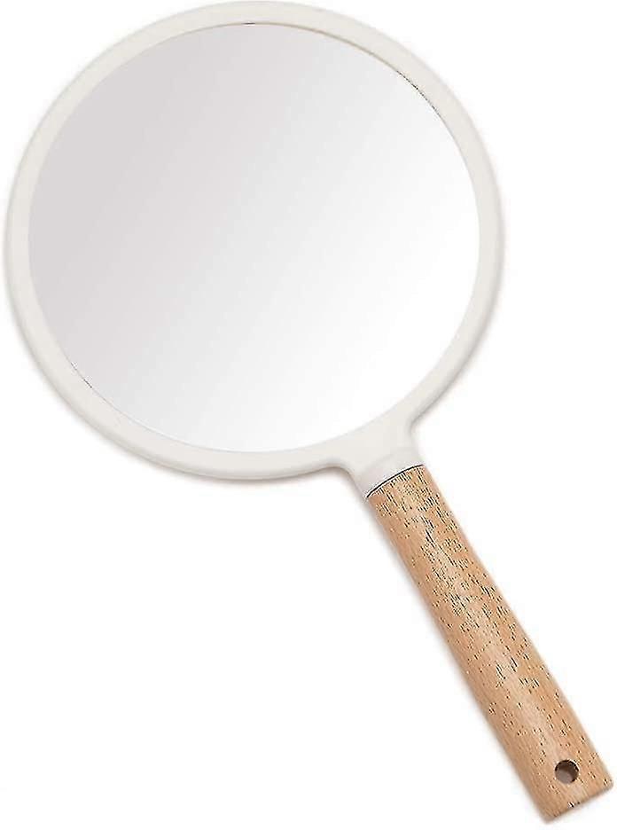 Hand Held Mirror With Handle For Makeup,small Cute Wood Hand Mirror For Shaving With Hole Hanging Portable round