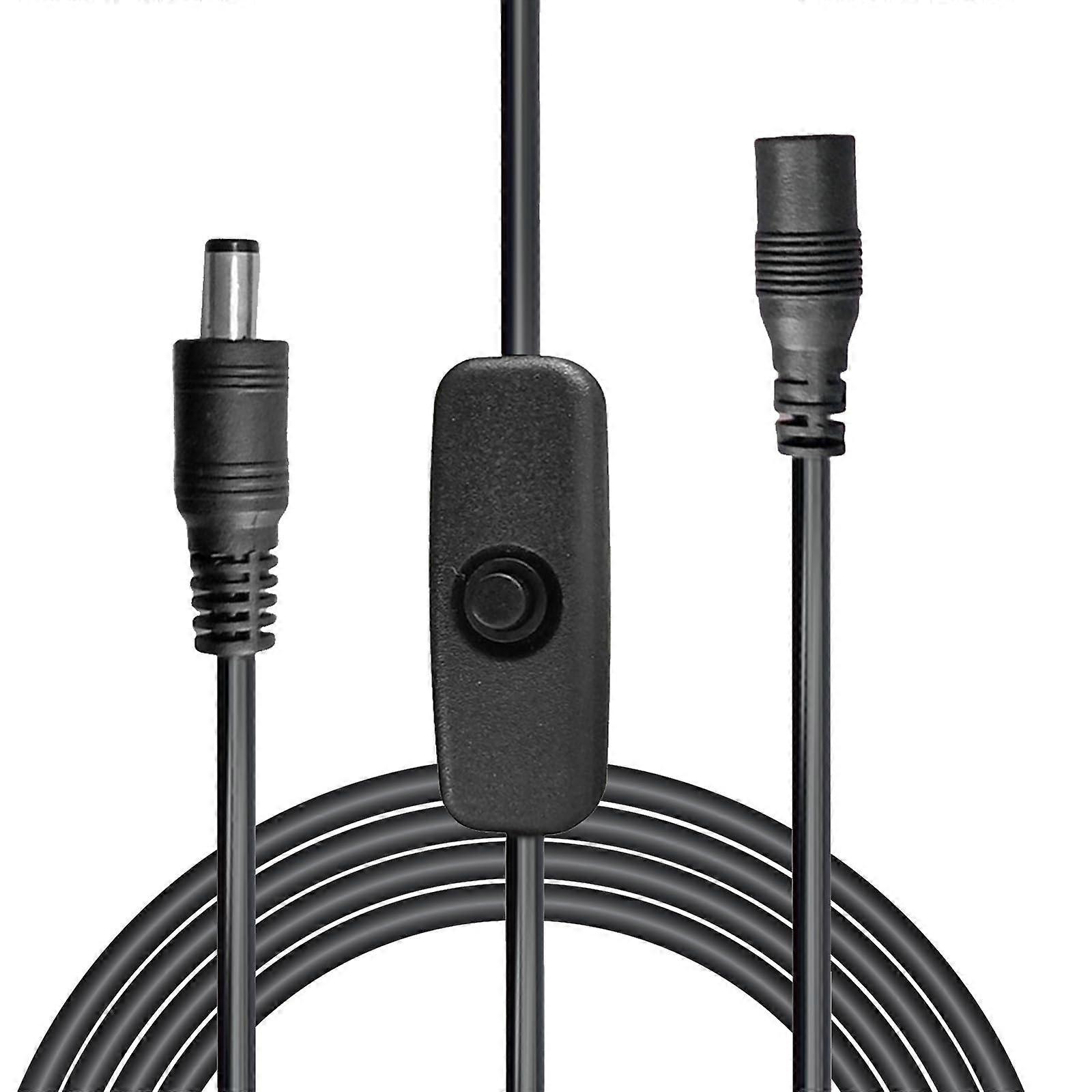Manual inline power switches extension cable male female 5.5x2.1mm plug for LED strips light low voltage application.