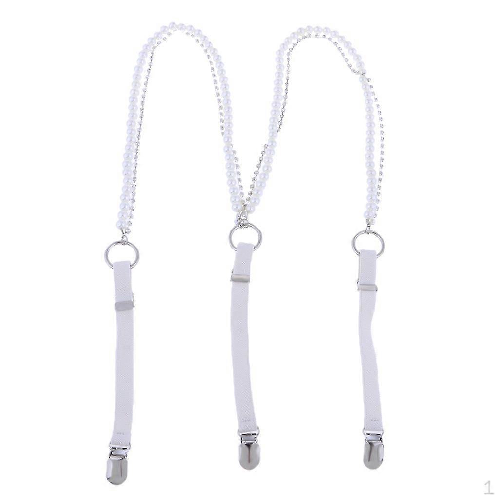 Crystal Adjustable Y-back Elastic Pearl Suspenders