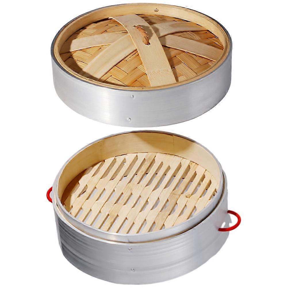 Bamboo Steamer Basket for Cooking with Double Handles and Lid for Home Use 9.8 Inches