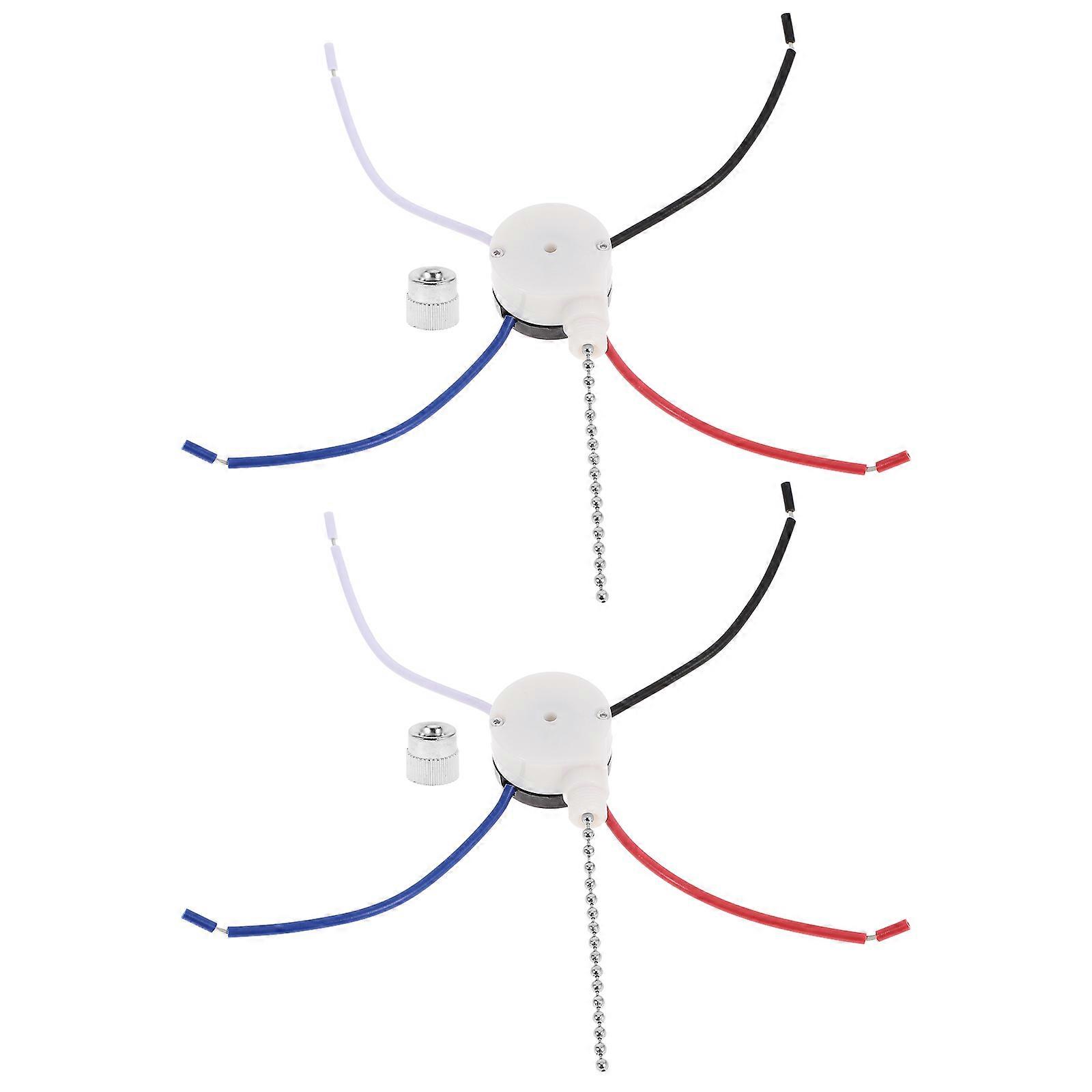 2Pcs Ceiling Fan Pull Chain Switch 3 Speed 4 Off Replacement for Hanging Fan Plastic Chain