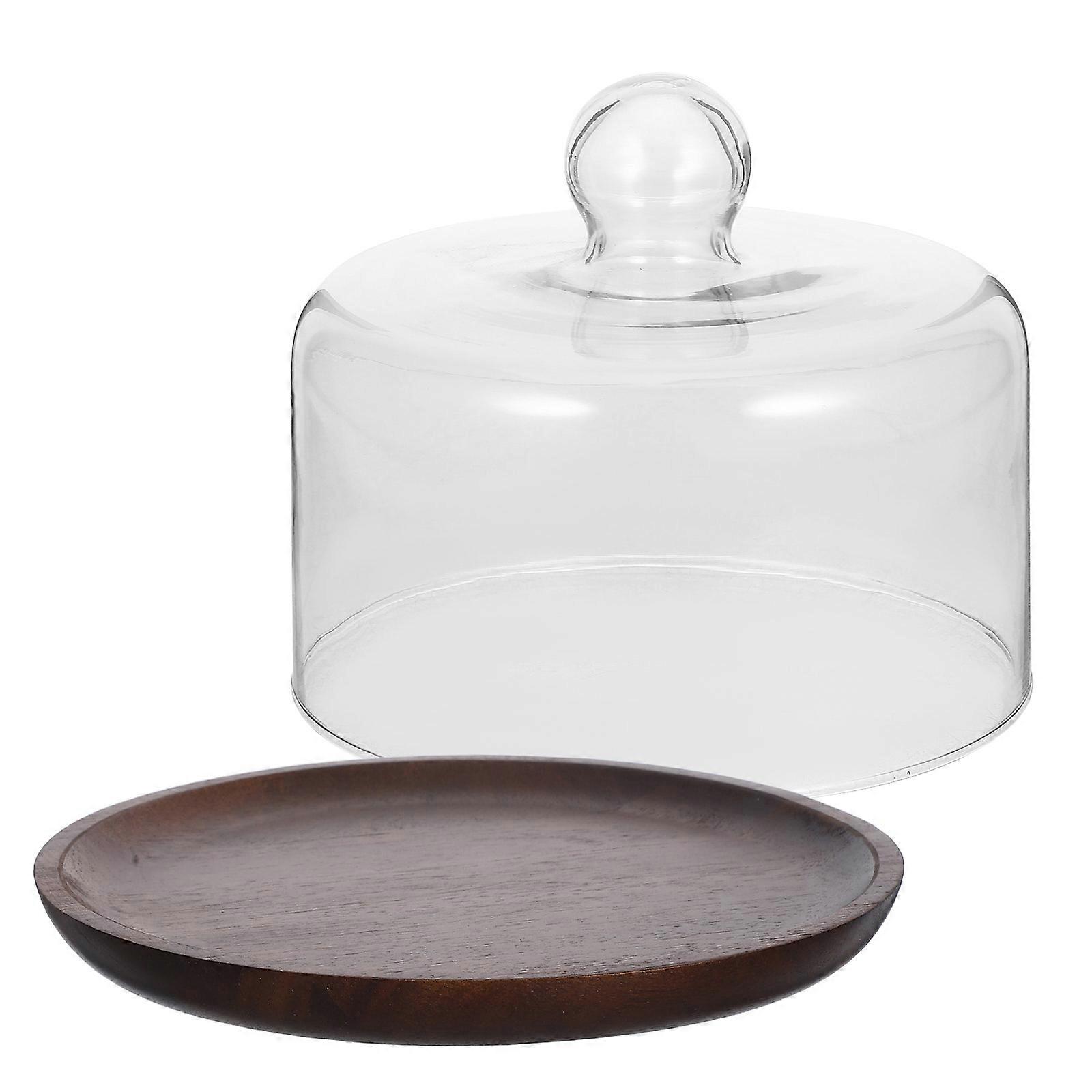 Glass Cake Plate With Cloche Cover Elegant Design Square Tray For Party And Gathering Preserve Freshness 21.00X21.00X16.30CM 1Set