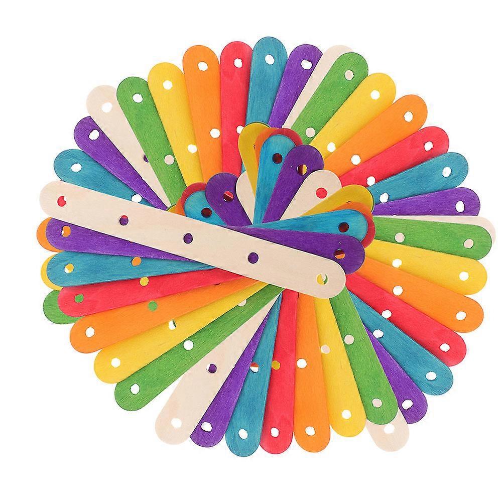 Wooden Craft Sticks with Holes – Durable Natural Wood Popsicle Sticks for DIY Projects, Model Making & Family Fun Activities (200pcs)