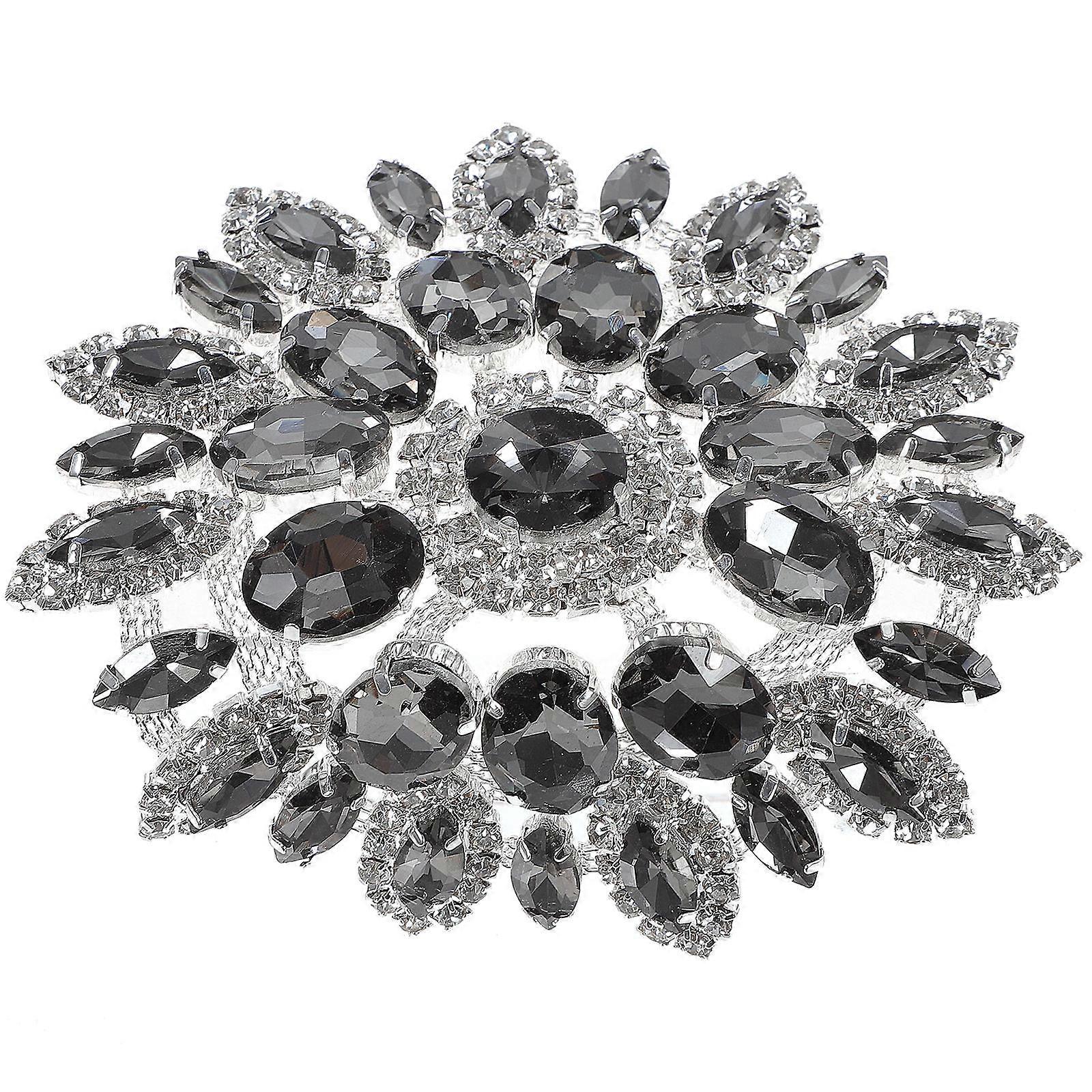 Dark Grey Rhinestone Patch for DIY Brooch Patch Clothing Decor