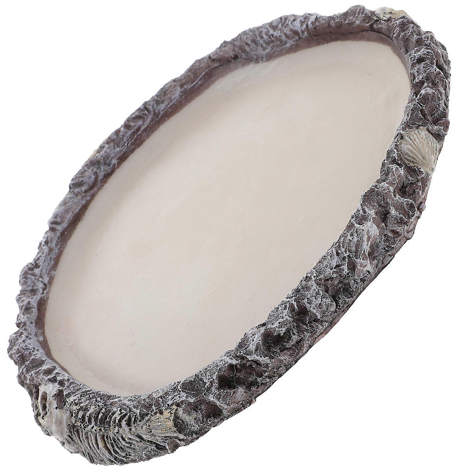 Creative Resin Reptile Water Dish Grey for Pet Use Perfect Size 6.5 Inches