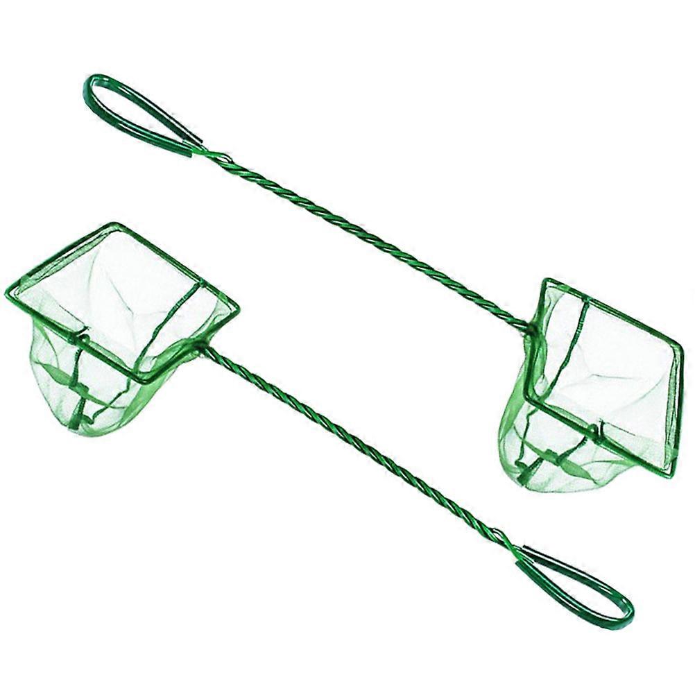 Portable Fishing Net with Handle for Pool Use Made of Nylon and Iron Green Color 2 Pieces