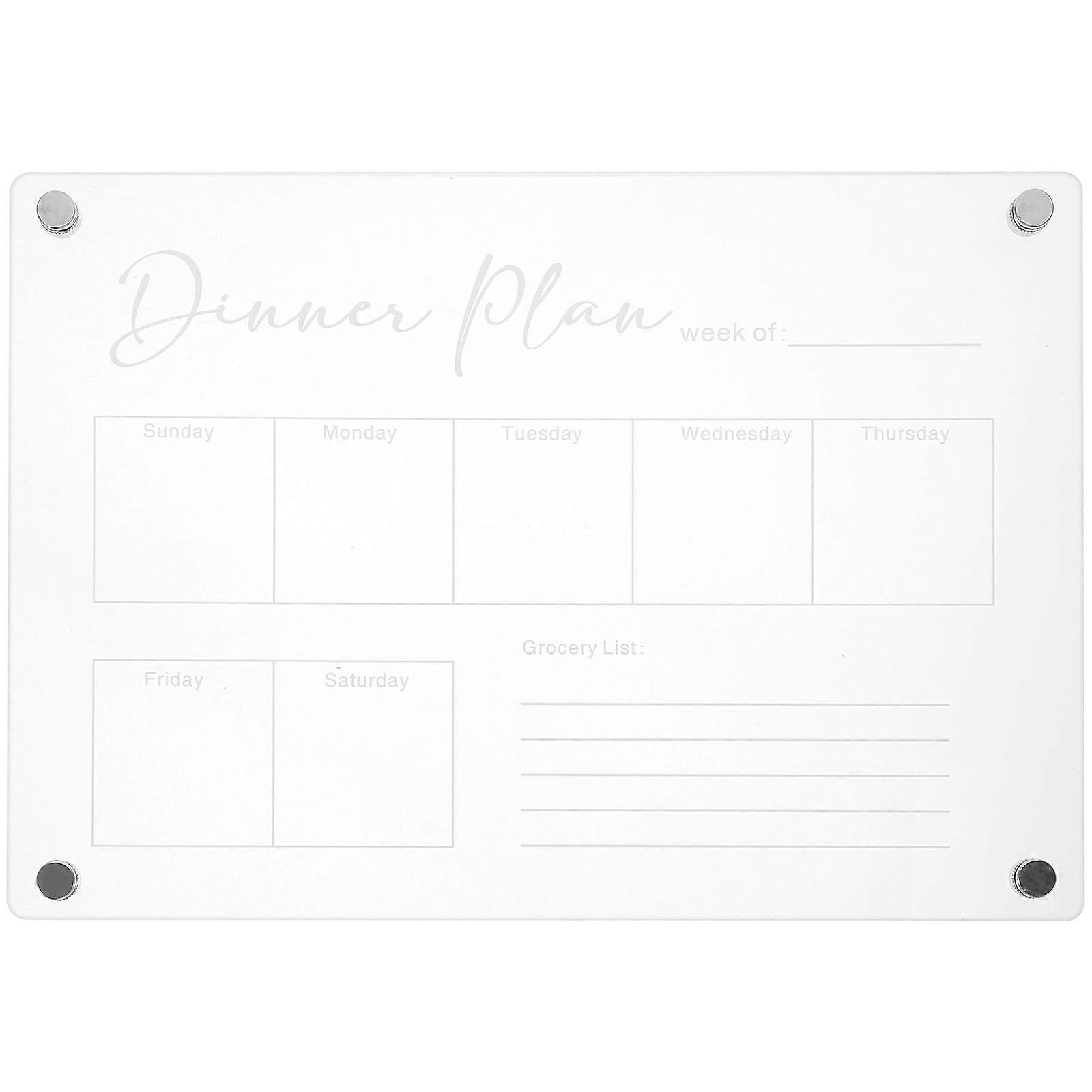 White Acrylic Magnetic Dry Erase Board for Daily Use Menu Planning and Memo Organization 16 x 12 Inches
