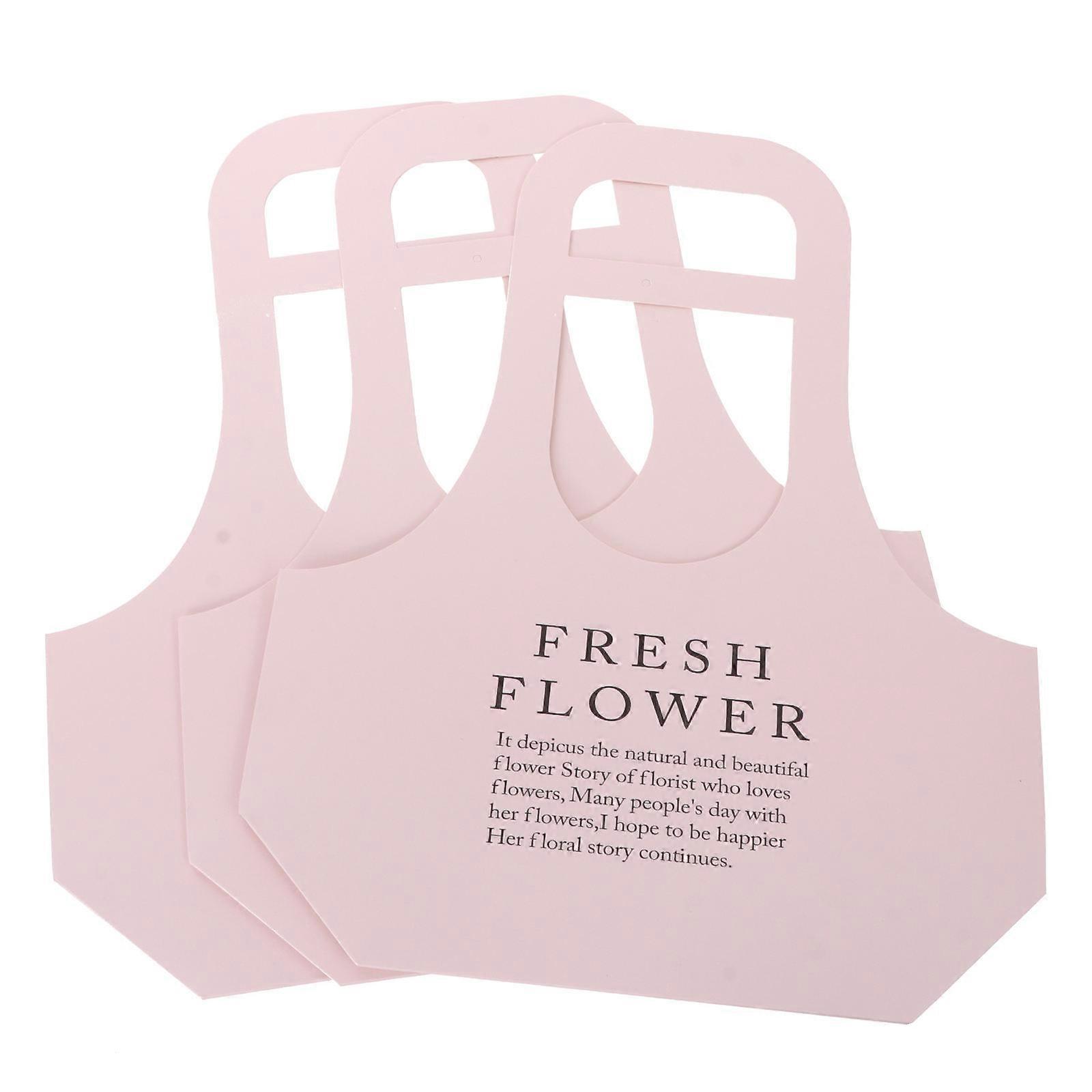 Portable Flower Bouquet Packing Bags in Pink Kraft Paper with Fashionable Handle Design and Innovative Style 3Pcs