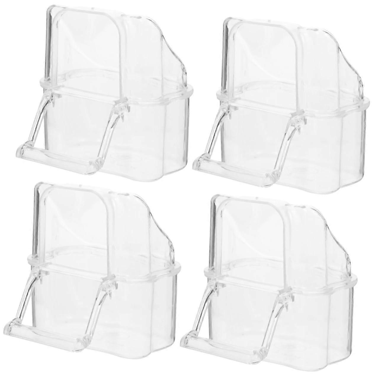 Box of 4 Bird Cage Hanging Feeder Box Parrot Feeding Cup Water Dispenser for Parakeets Feeder for Birds Bird Feeder No Bird Feeder for Bird Cages PP