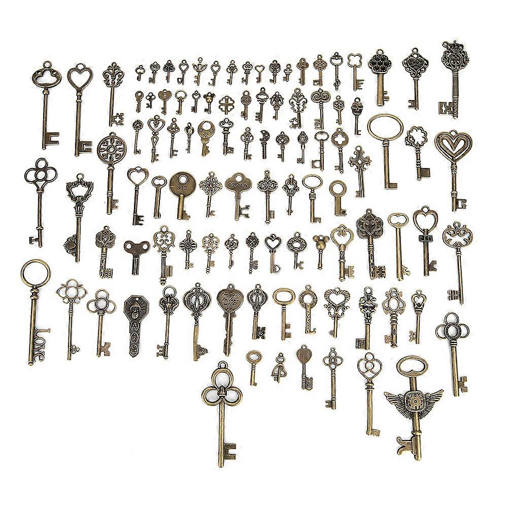 Bronze Key Decoration Vintage DIY Pendants Notebooks Clothes Materials(100pcs styles)