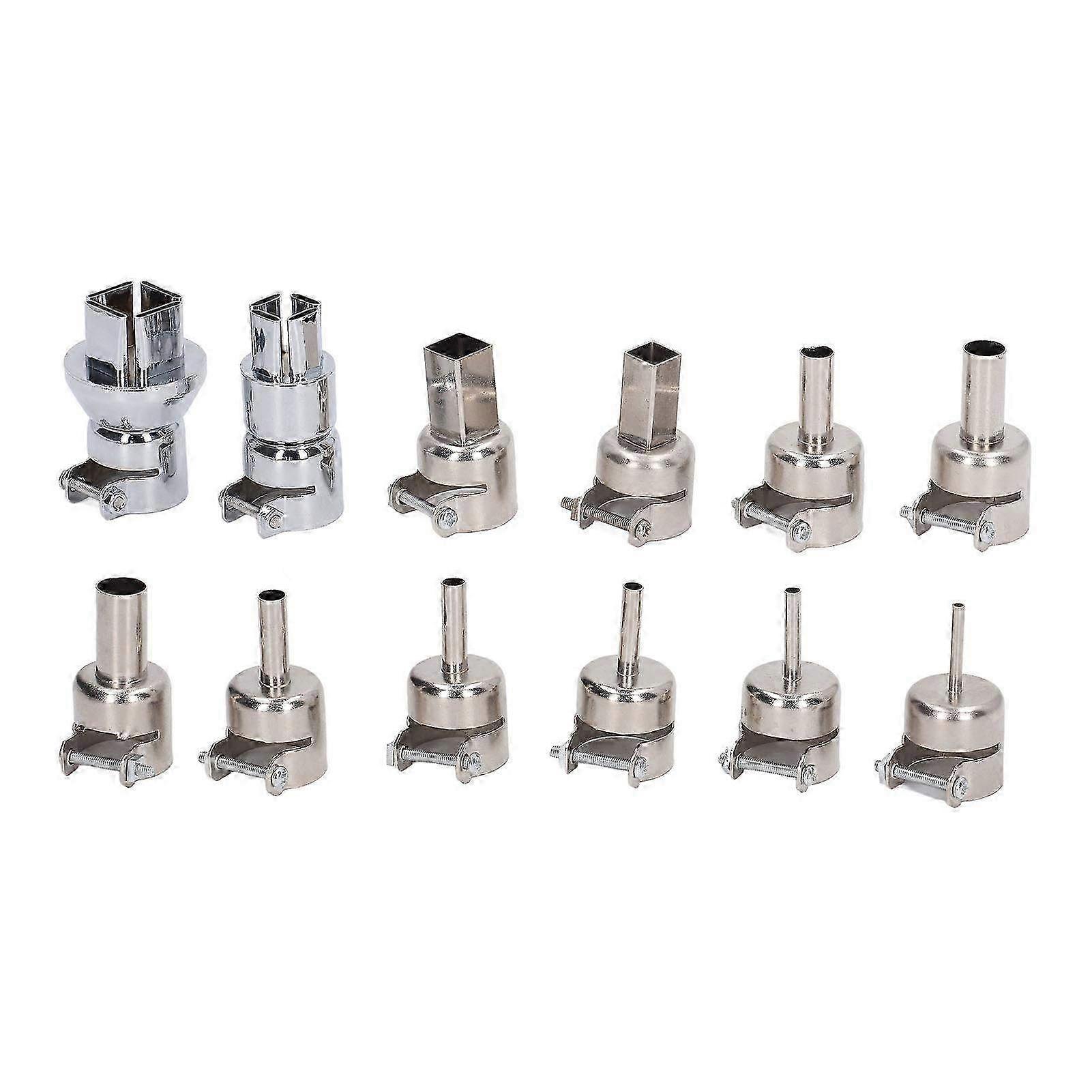 12 Pcs Heat Gun Nozzle Set with Locking Screw - Compatible Nozzles for 850 Hot Air Welding Station & Versatile Heating Applications