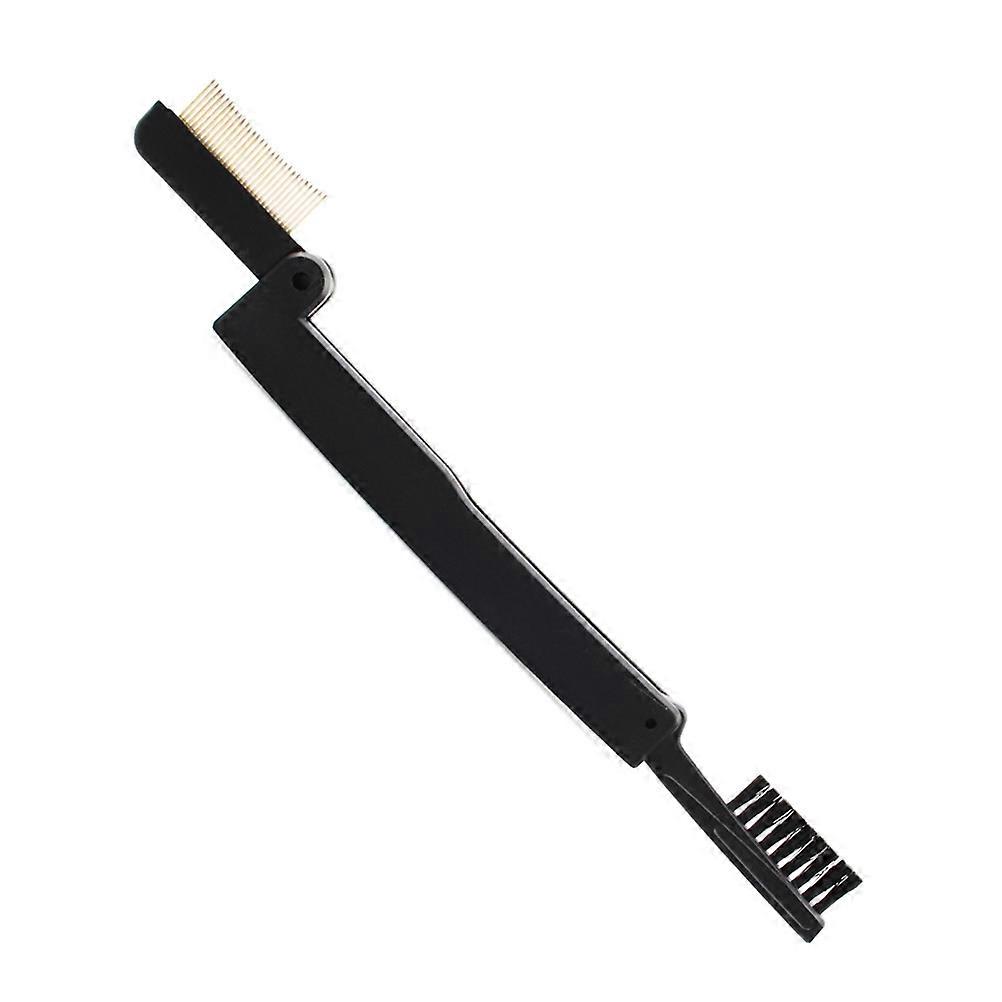 Folding Dual Purpose Eyebrow Comb and Lash Separator with Steel Needle for Daily Use Black 1PC