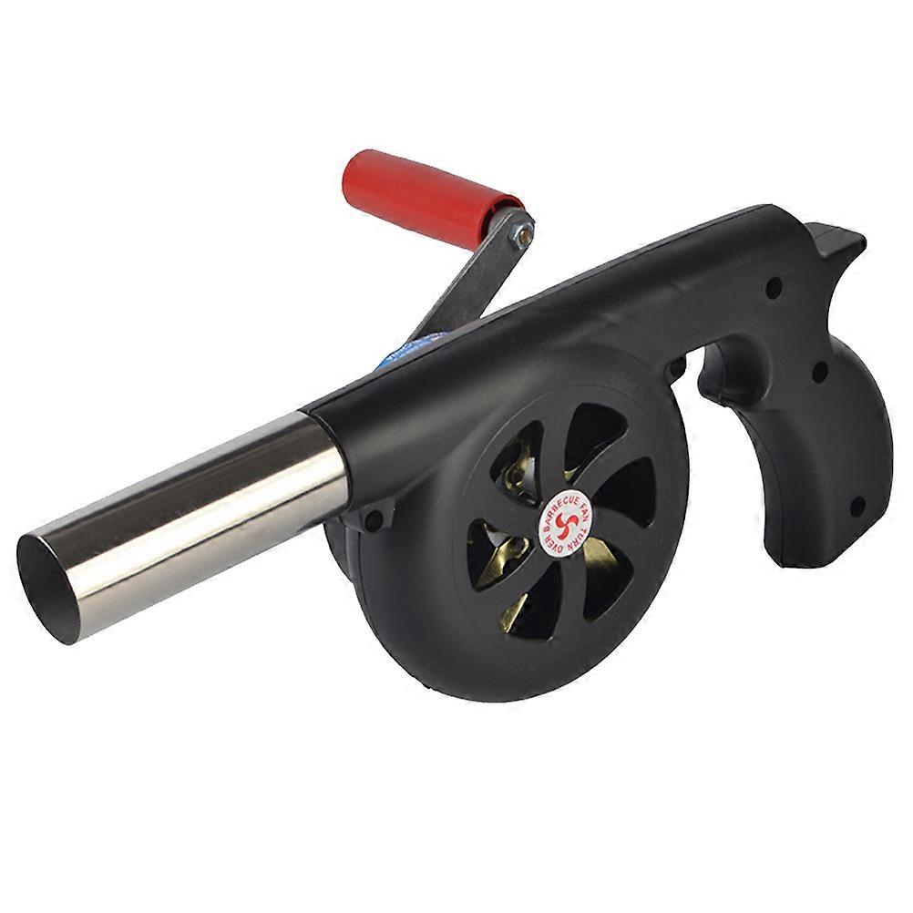 Portable BBQ Manual Blower for Outdoor Camping with Detachable Handle Made of ABS and Metal Black
