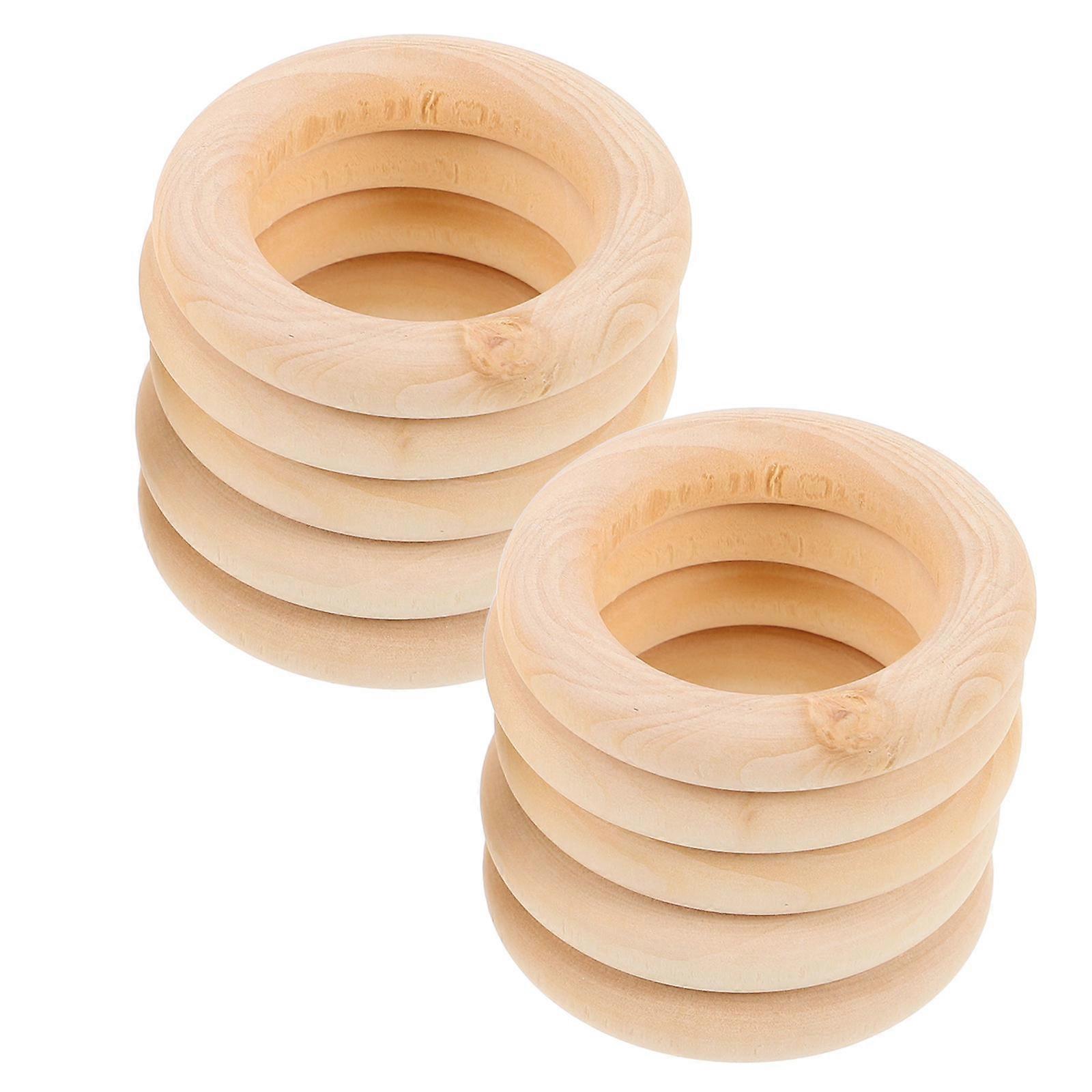 Natural Wooden Rings for Crafts with Grain and Smooth Finish 10Pcs 4 5cm