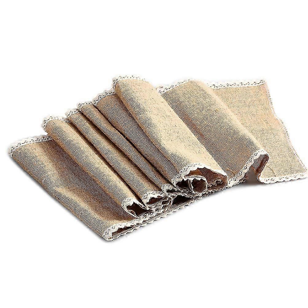 Burlap Lace Table Runner Country Style Natural Jute 30x275cm Khaki Table Coverage for Christmas Everyday Use 1Pack
