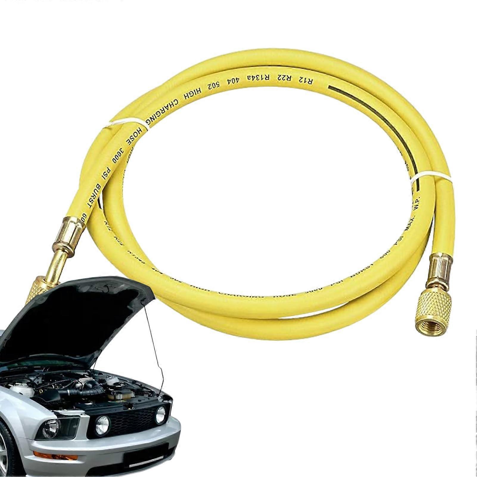 Air Conditioning Charge Line R134a 150 cm Yellow Hose for Car AC Refrigerant Systems Compatible with Most Vehicles