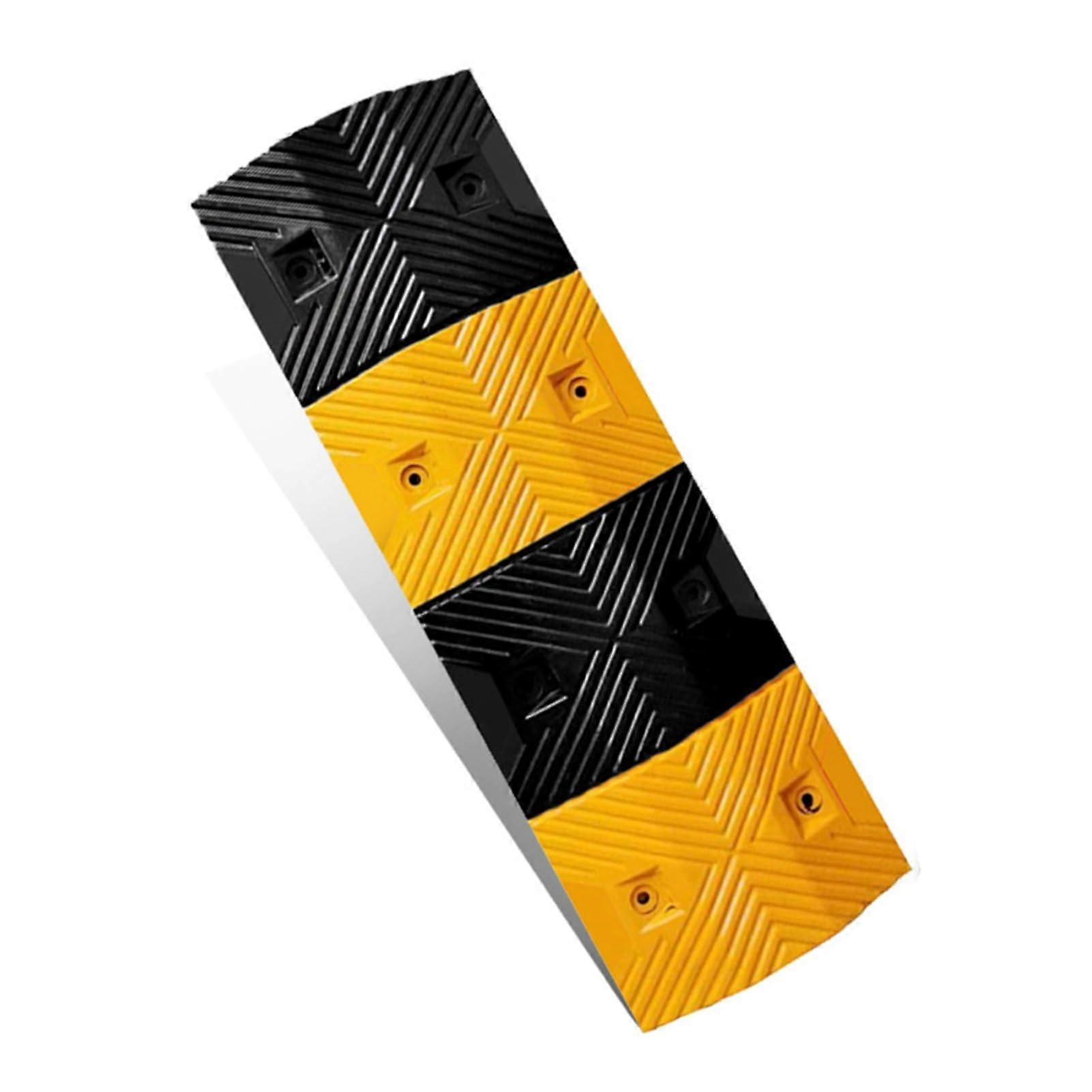 Modular Adjustable Length Speed Bump Pad, Driveway Ramp for Street, Black and Yellow, 100x35x4 cm