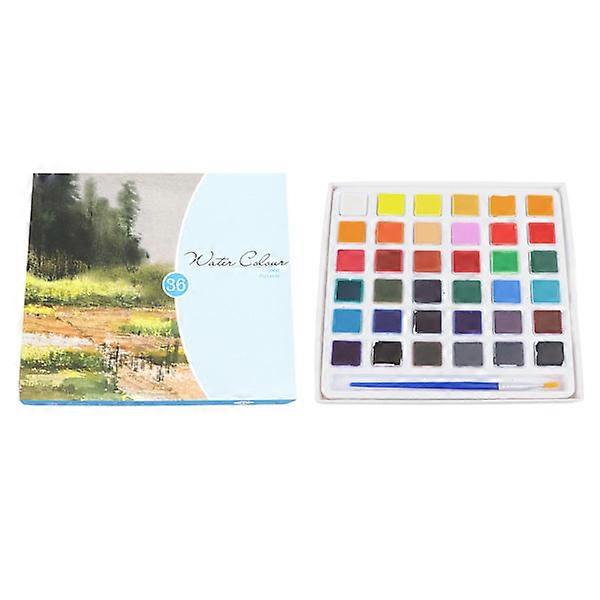 Solid Watercolor Set 36 Colors Light Delicate Texture Paint Pigment Kit with Brush for Artists Students
