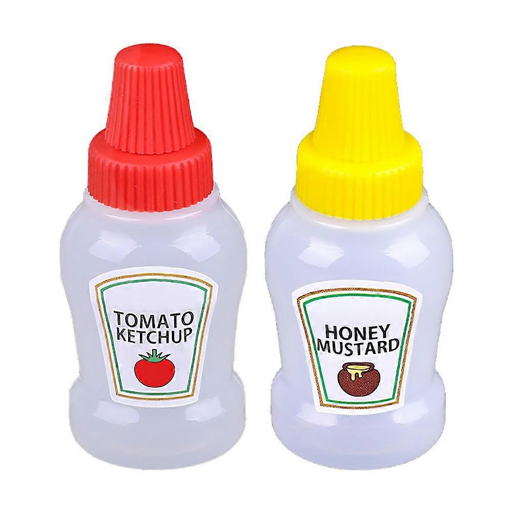 2Pcs/Set Mini Ketchup Bottle Portable Small Spice Box Sauce Seasoning Dispenser Ketchup Salt Salad Dressing Container