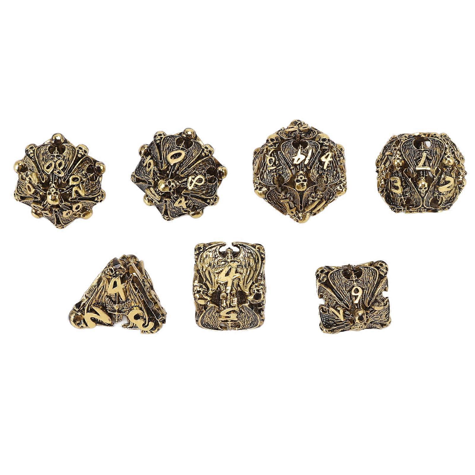 7 PCS Metal Dice Set Polyhedral nce Rolling Roleplaying Games Dice Portable Gold Black Table Games Tool