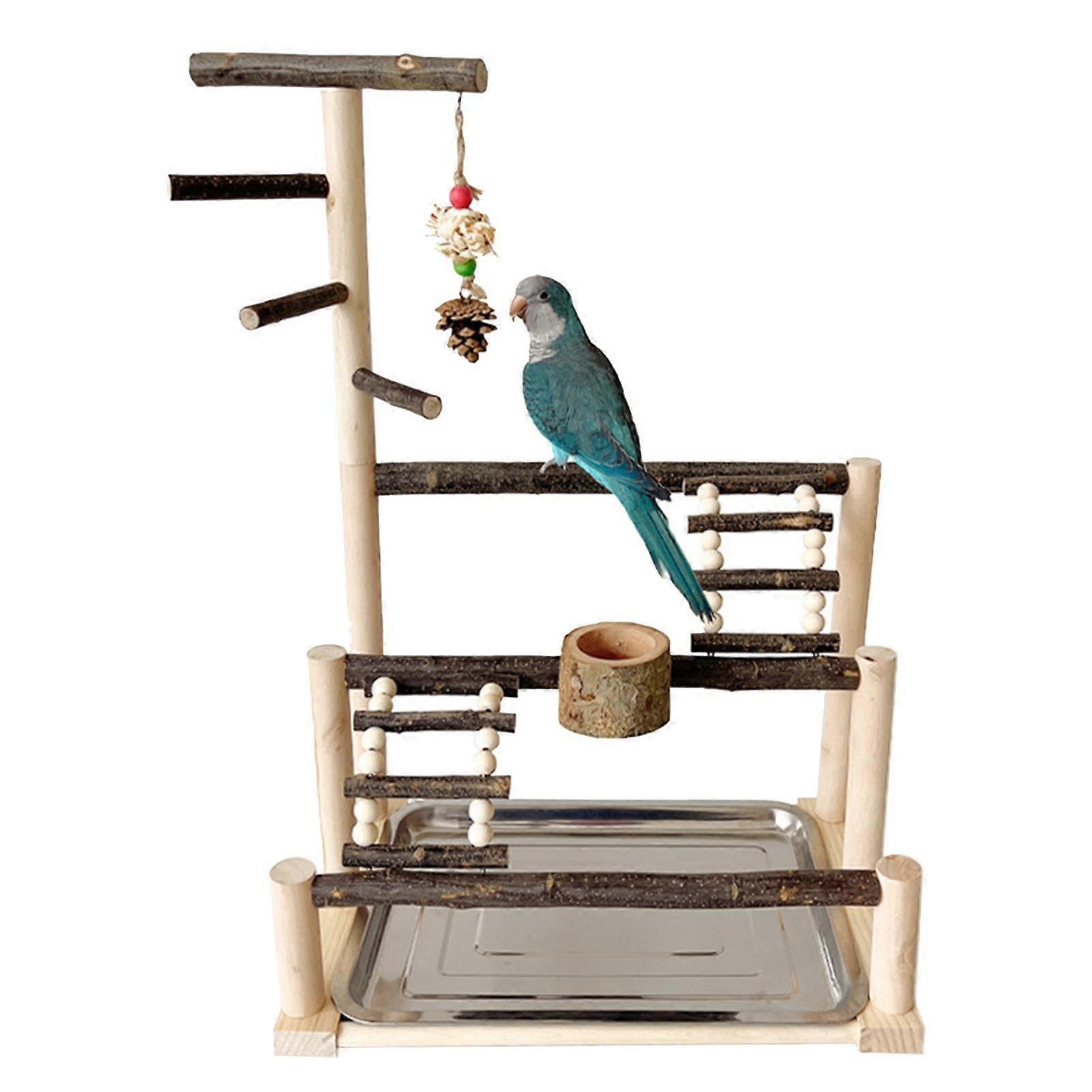 Bird Play Stand, Bird Playground, Accessories for Parakeet Cages with Feeding Bowls