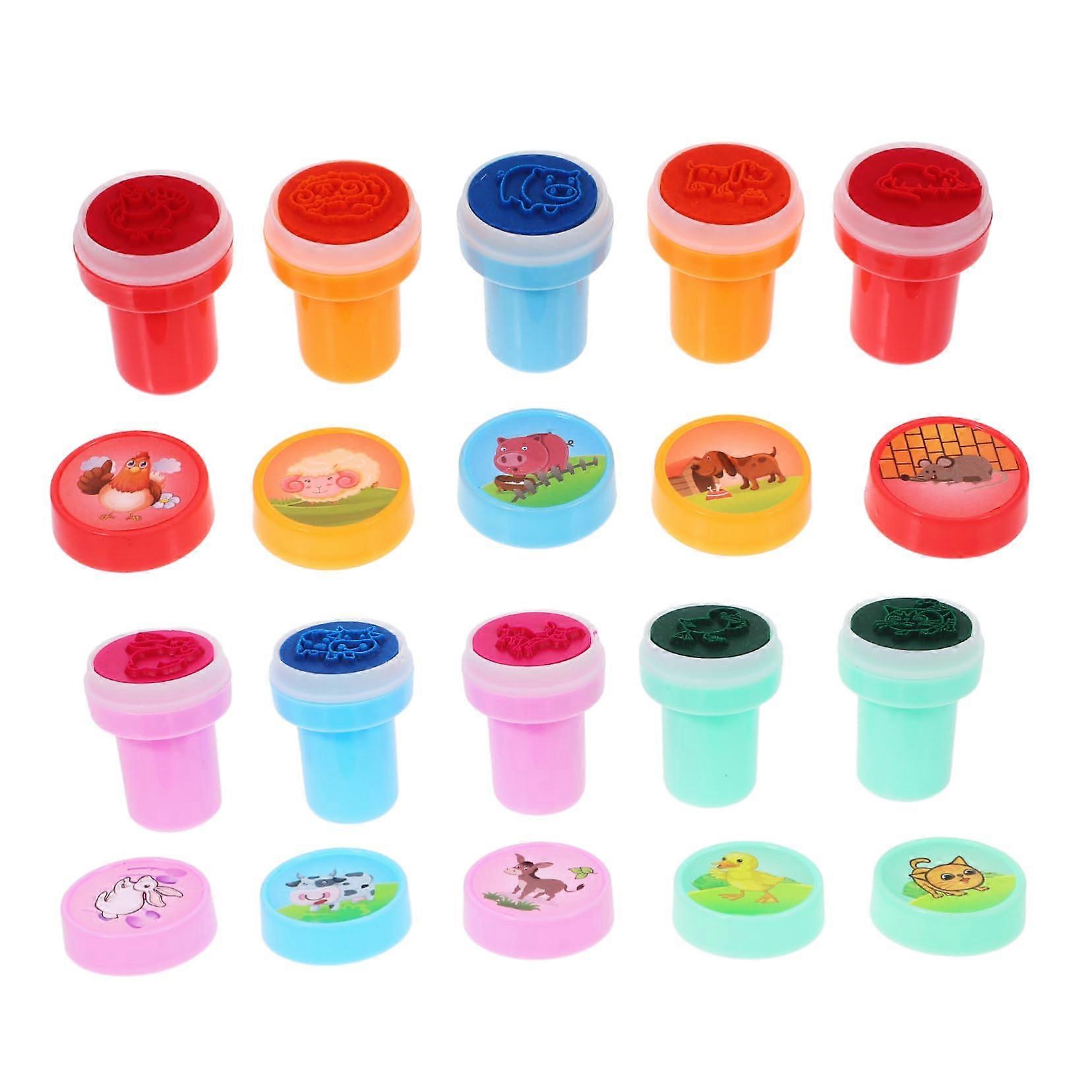 10 Piece Farm Animal Self-Inking Stamp Set for Classroom Rewards, Birthday Parties, and Party Favors
