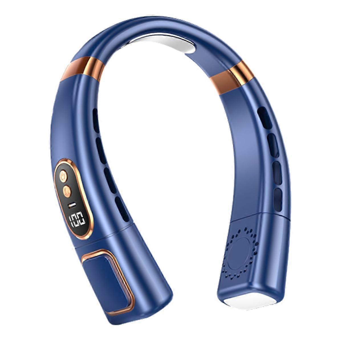 Premium Upgraded Cooling Neck Fan - Portable Rechargeable Air Cooler with Adjustable Speed, Lightweight Design, Blue