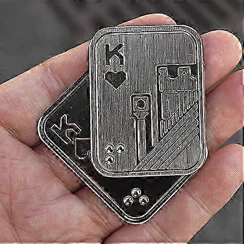 2 PCS Metal Decompression Slider, Metal Decompression Toy Decompression Slider Magnet Decompression Toy for Adults, Metal Poker Push Card Decompressio