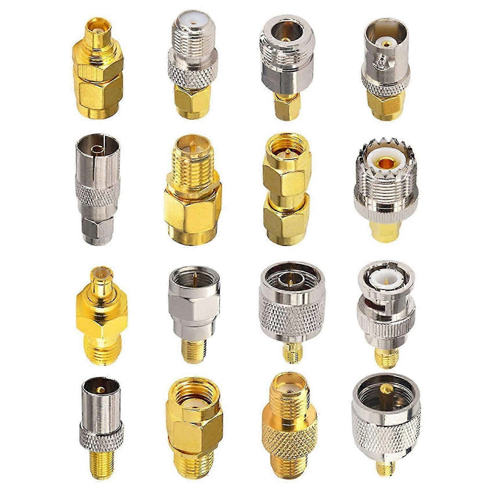 16 Type SMA Connectors SMA Adapter Kits SMA to MCX/TV/F/N/BNC/UHF/RP-SMA Straight Type Nickel Gold P