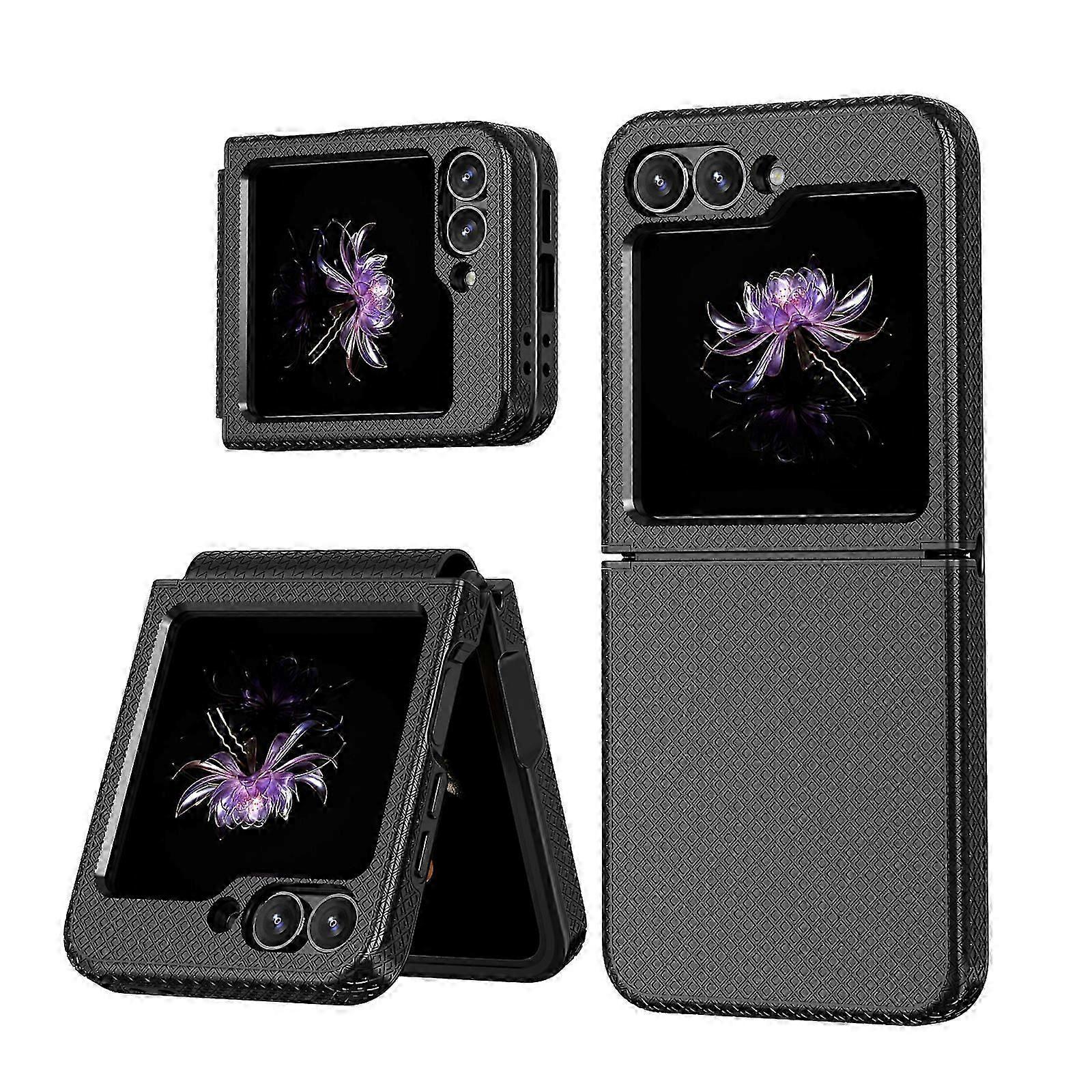 For Samsung Galaxy Z Flip 6 Case Grid Pattern Coating Case, Non-Slip Hard Shockproof Protective Cover