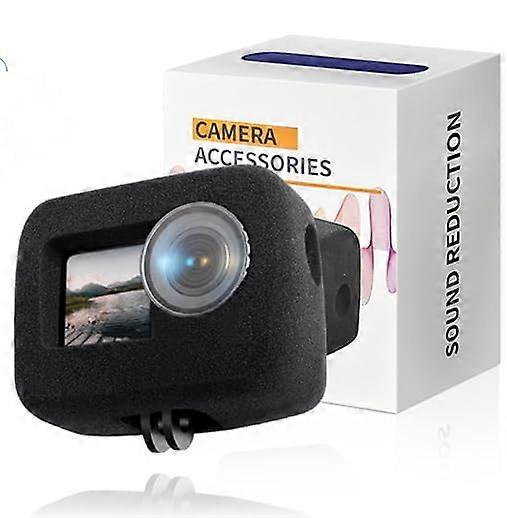 Black Camera Windshield for DJI Action 5 Pro/4/3 Noise Cancelling Sponge Protective Cover Windproof Video Noise Reduction Action Camera Accessories