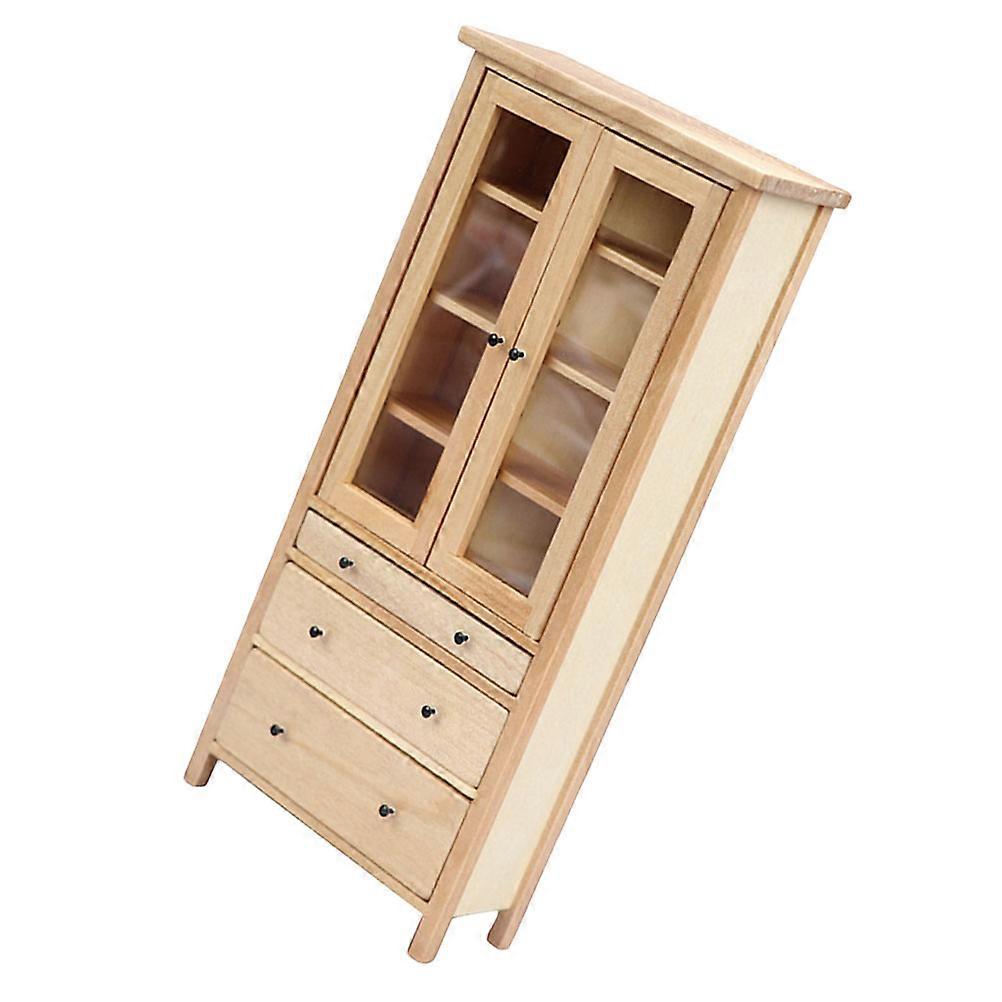 Tiny Bookshelf Decoration For Mini House Layout Light Yellow Wood Model Design 1Set