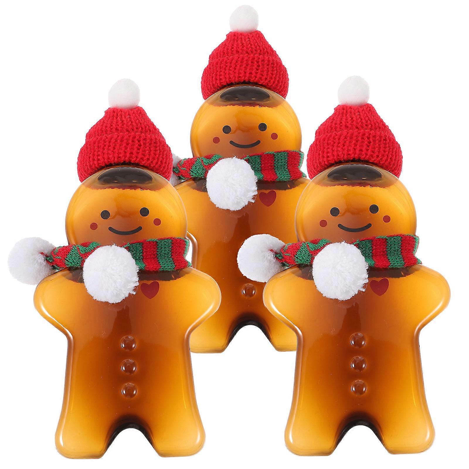 3 Sets Christmas Beverage Containers Gingerbread Man Juice Bottle Multi 500ml Storage Function