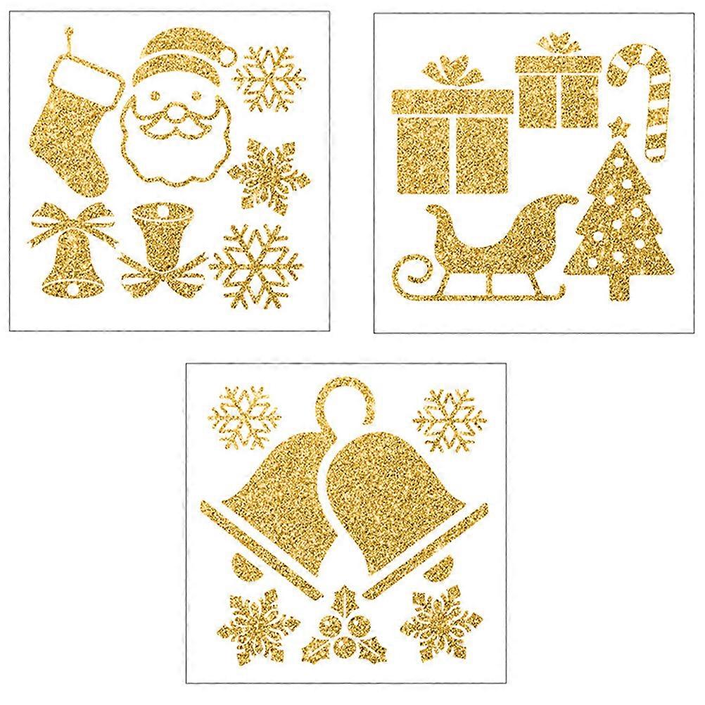 3Set Festive Window Stickers For Christmas Occasion Suitable For Homeowners Featuring Removable Function With PVC Golden Design