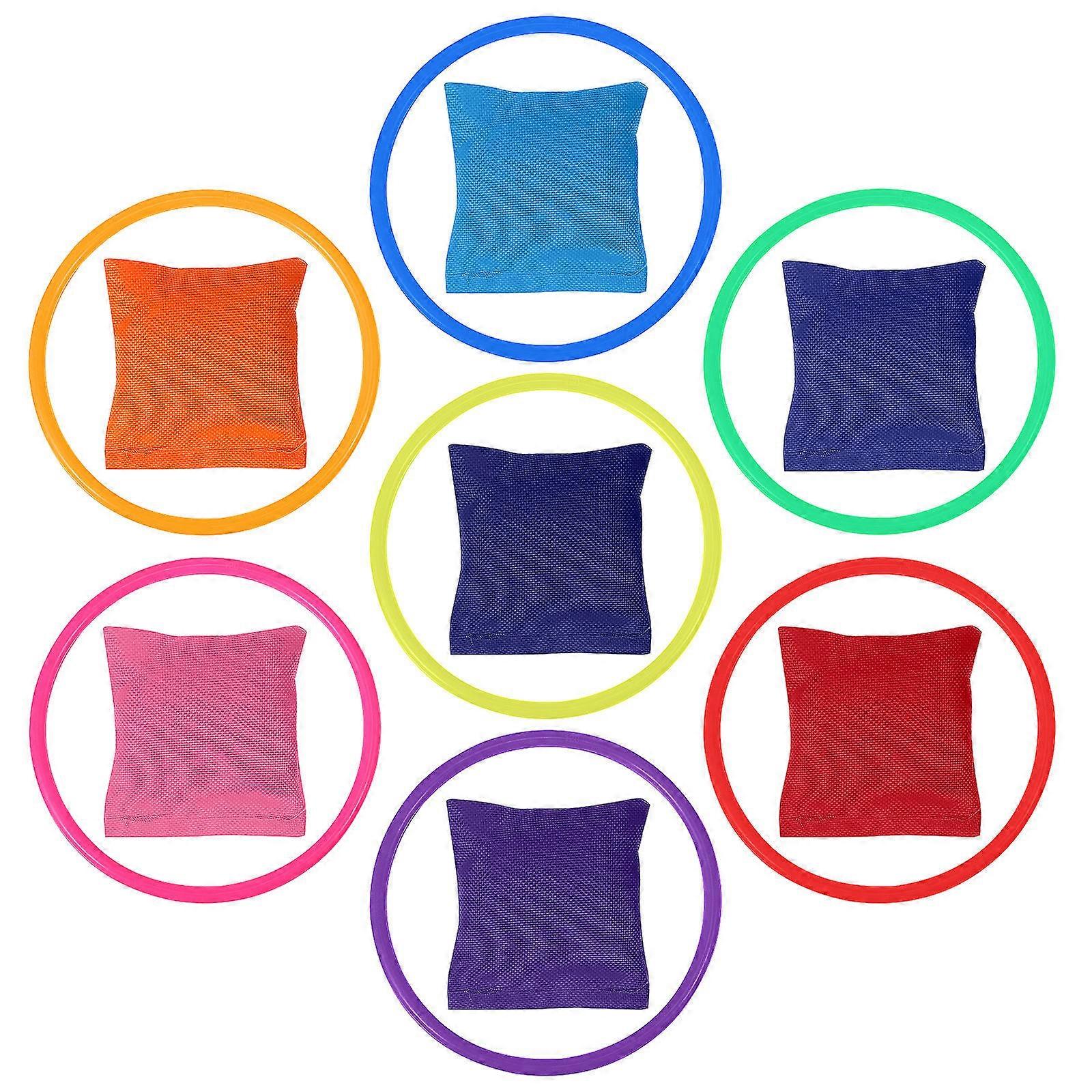 Plastic Ring Toy Set with Bean Bags for Kids Colorful Circle Throwing Game Set 1 Set