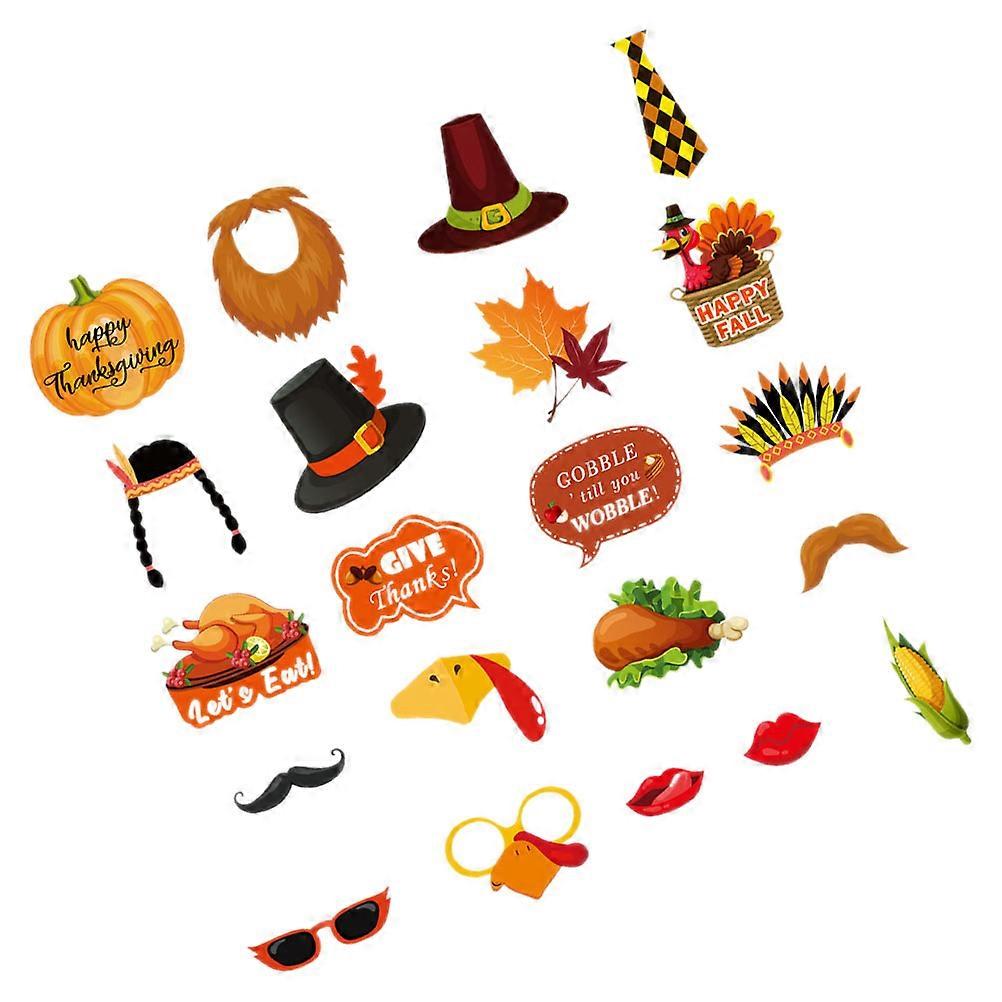 زينة حفلات عيد الشكر 21 قطعة بما في ذلك النظارات والشارب والقبعات مثالية لاحتفالات عيد الشكر