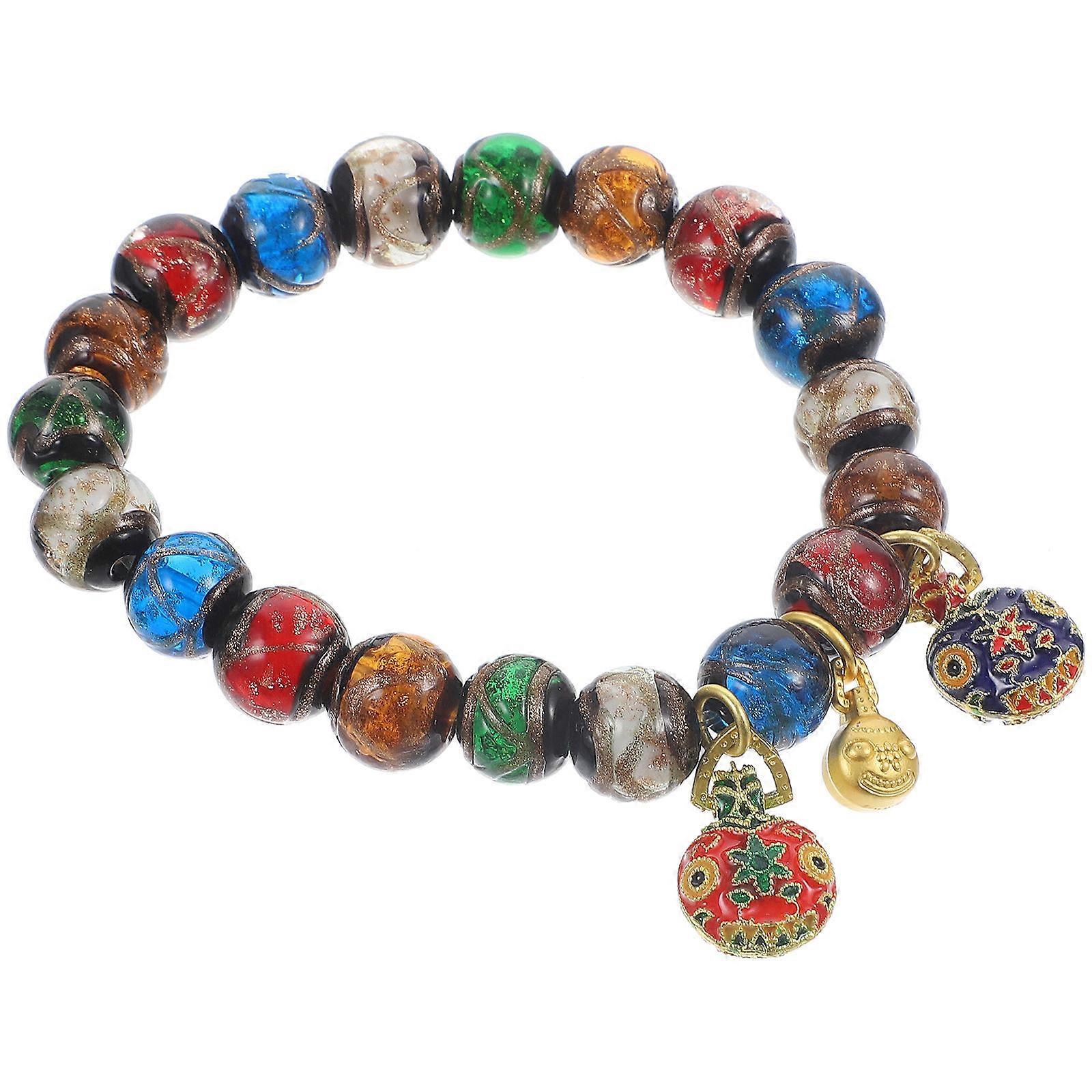 Multi Coloured Glaze Beads Bracelet Durable and Practical for Lasting Wear 8 5 inch