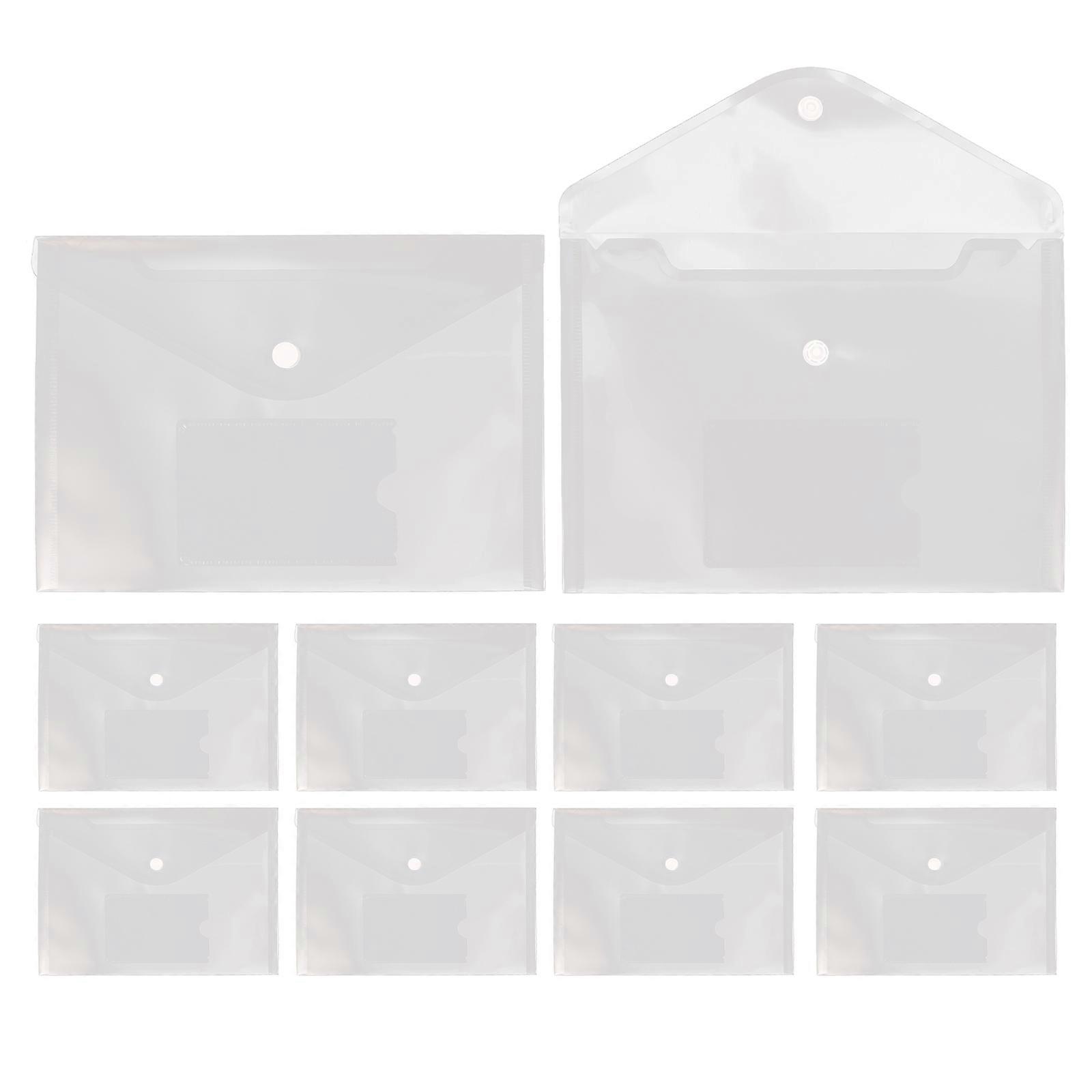 12Pcs Clear A5 File Organizers Portable Transparent Paper Pockets with Snap Closure
