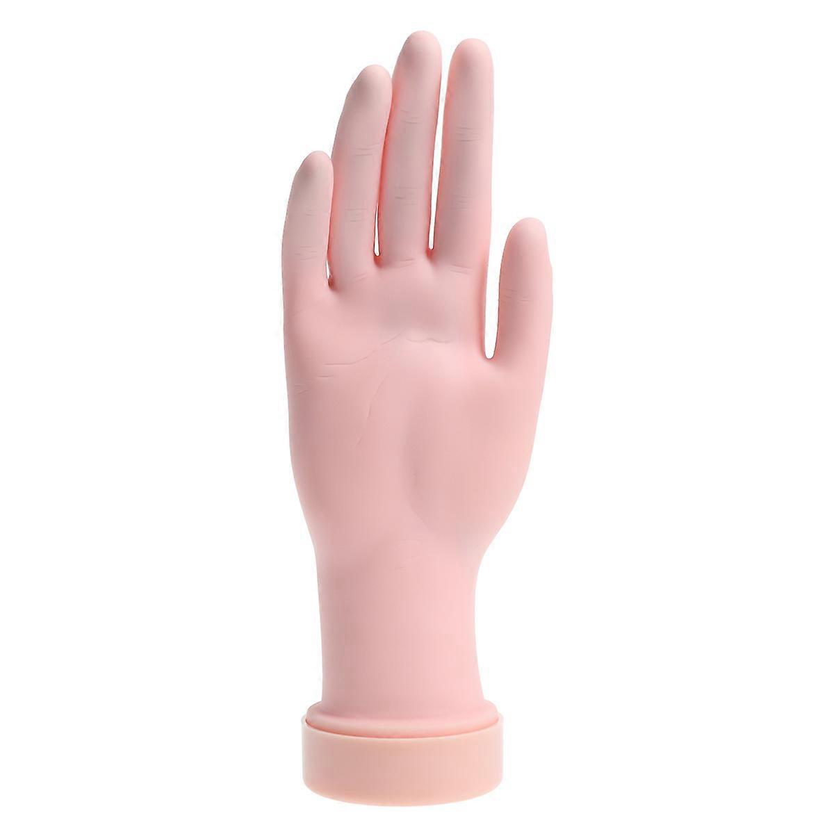Pink Rubber Nail Art Practice Hand with Movable Fingers for Manicure Tools and Beginner Salons
