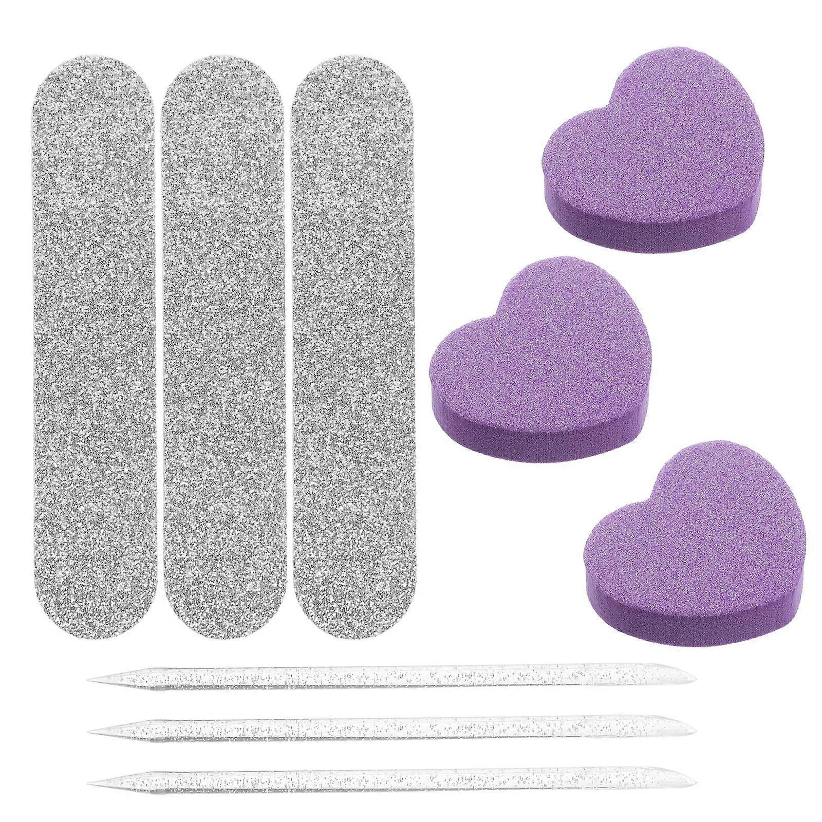 Professional Nail File Set with Heart Shaped Sponge Buffer – 10 Piece Manicure Tool Kit for Women, Salon & Home Use