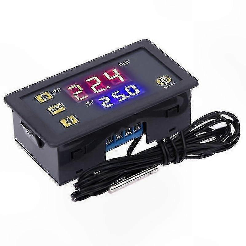 Digital Thermostat with LED Display, Temperature Control for Heating/Cooling, 20A Probe Line, AC 110-220V