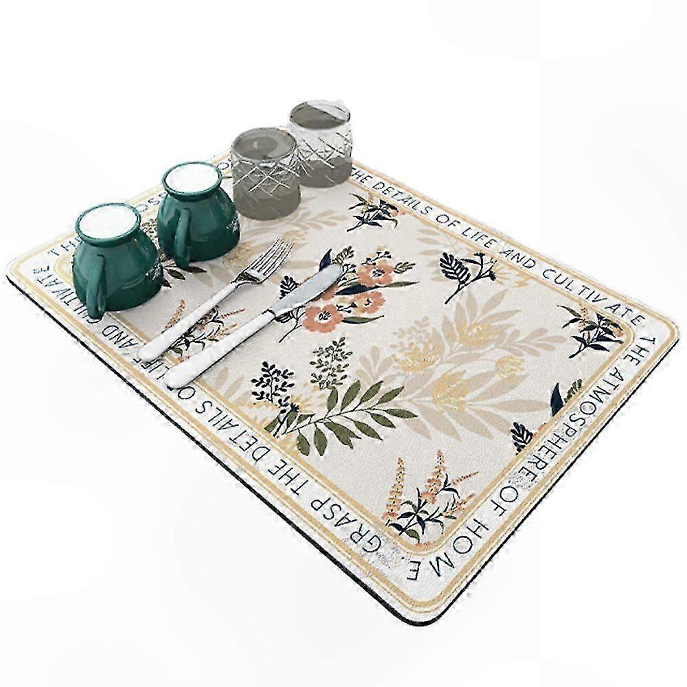 Kitchen Draining Mat with Microfiber Surface and Rubber Base for Dish Drying