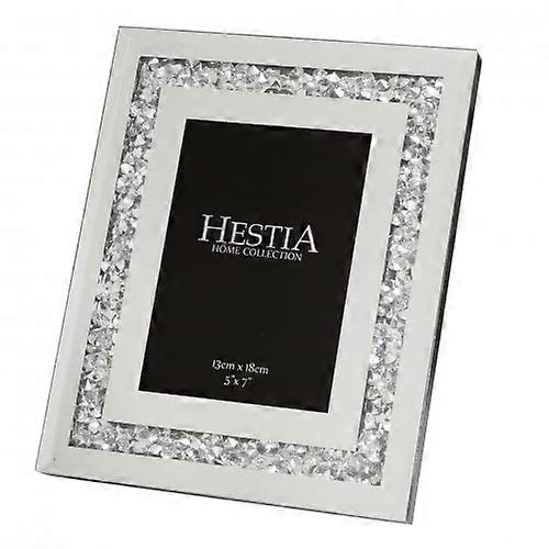 Cadre photo Hestia en verre miroir avec bordure en cristal 5 x 7