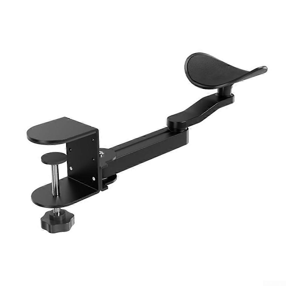 Adjustable computer desk mount, ergonomic elbow rest with easy clamp installation (black)