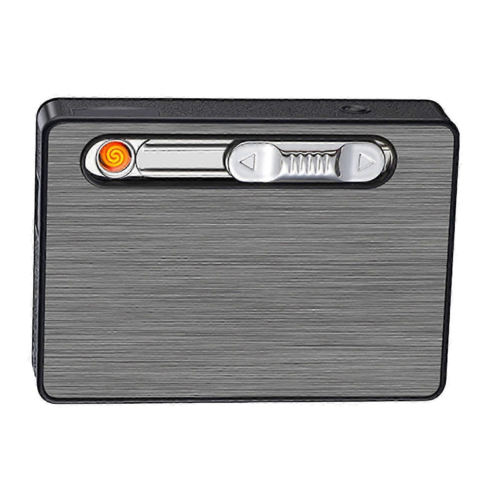 Cigarette Case 3 in 1 Multi Function Rechargeable Cigarette Holder with Windproof Lighter LED Light for 10pcs Cigarettes