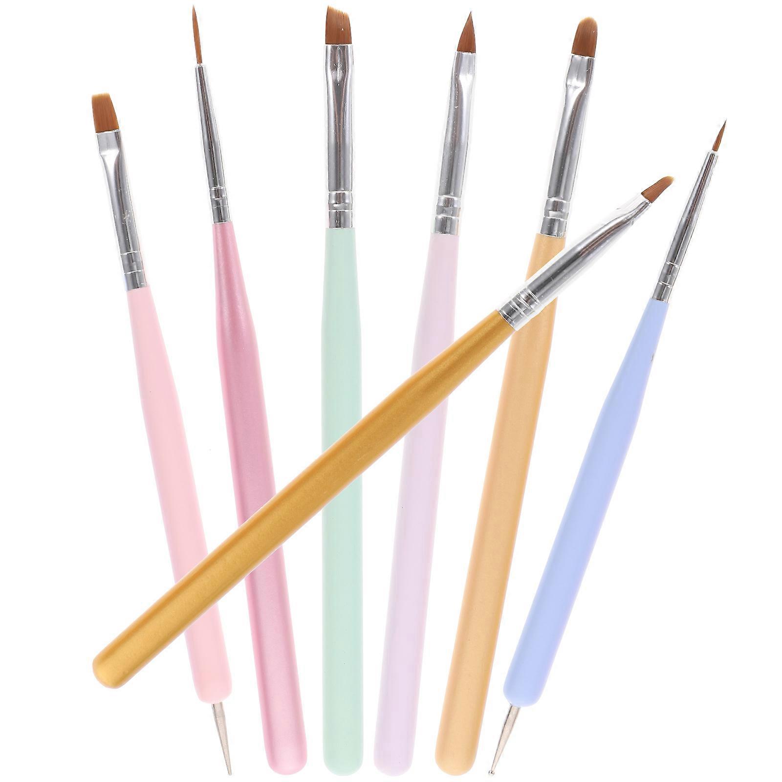 7Pcs Assorted Color Nail Art Brush Set for Professional and Home Manicure Painting Use