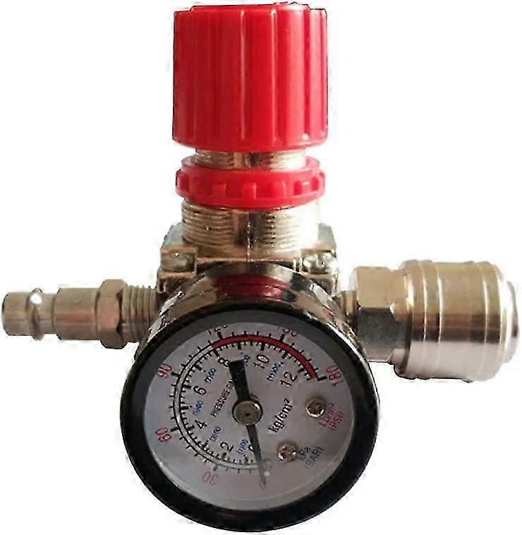 Air Compressor Pressure Regulator 1/4" Pneumatic Regulator,With Fitting 180psi 12bar (Three Way Valve)