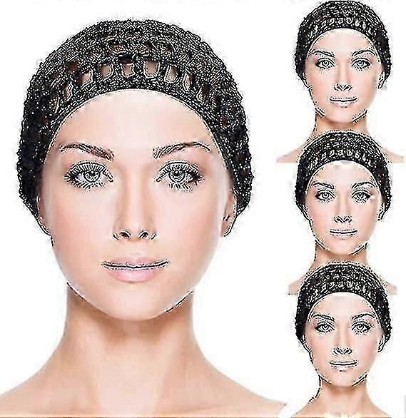 Crochet Mesh Hair Net Caps for Women - 4 Pack Breathable Snood for Sleeping & Showering