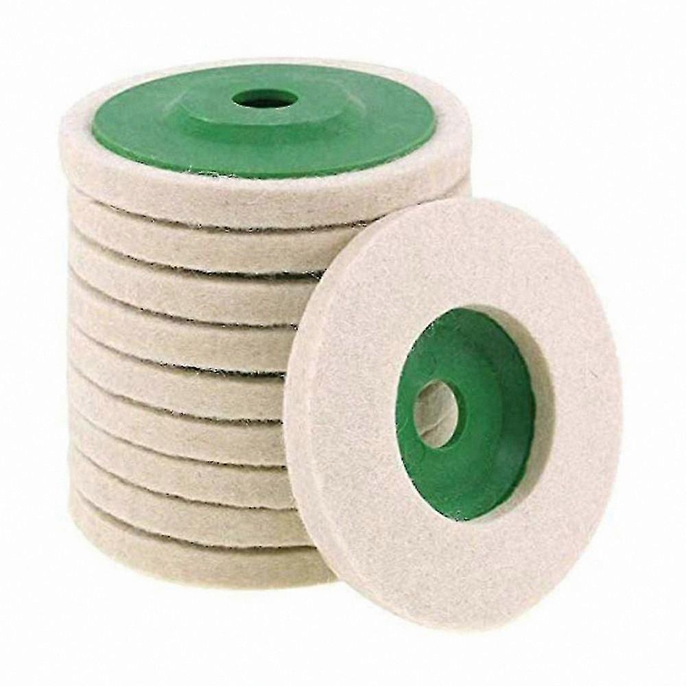 10-Pack 100mm Wool Polishing Wheel Discs with 16mm Bore Size for Buffing and Finishing Tasks